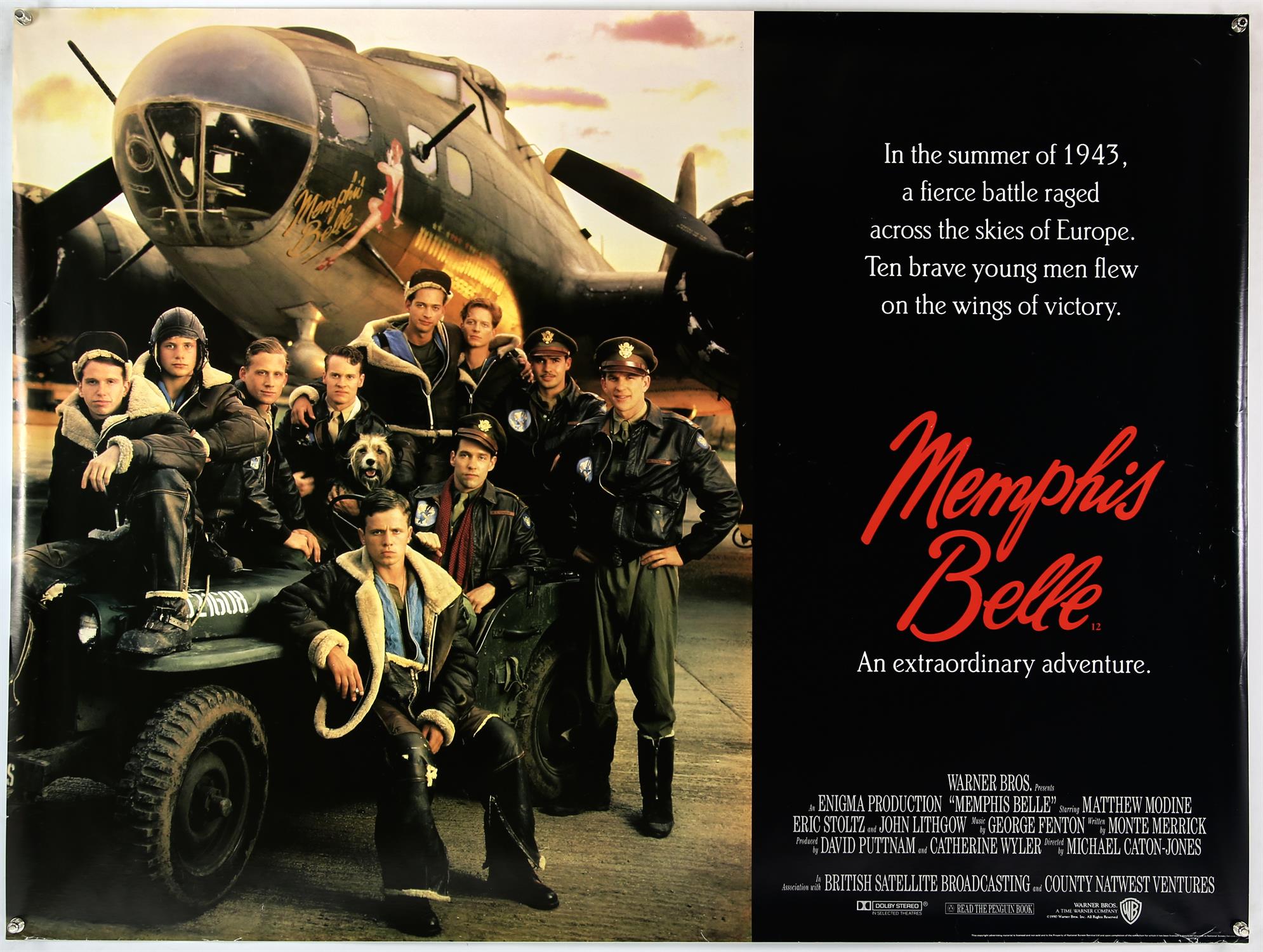 Memphis Belle 1990 British Quad, 30x40 inches, Rolled.