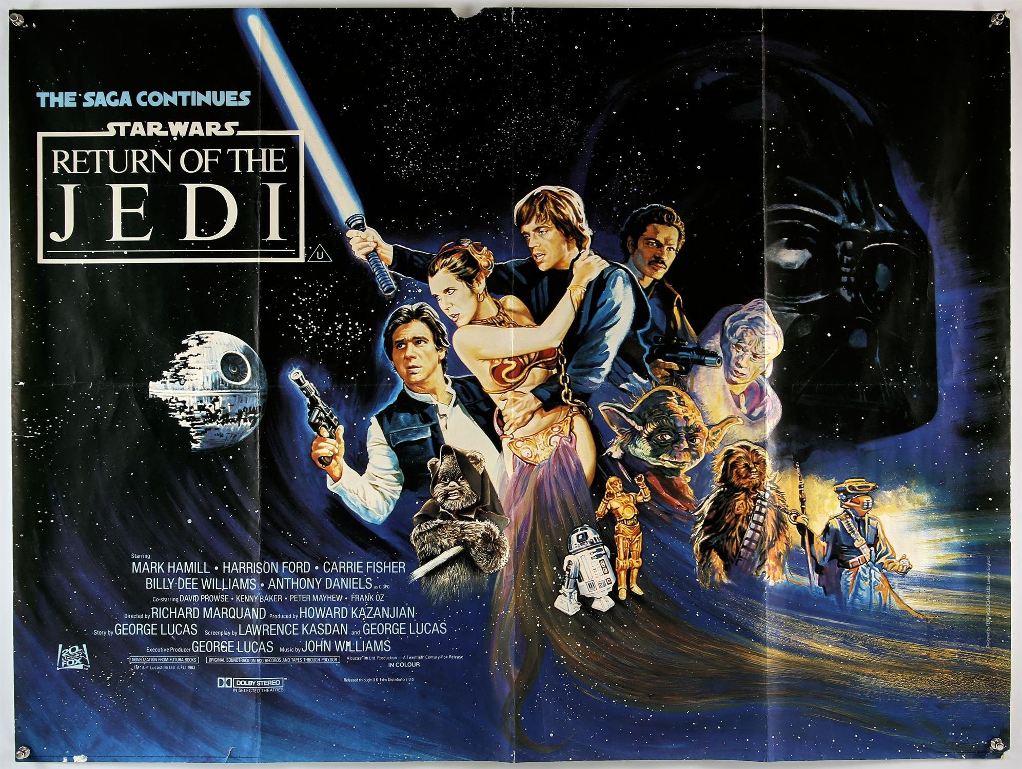 Star Wars: Return of the Jedi (1983), British Quad, was folded now rolled, 40 x 30 inches,