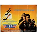 Top Gun (1986), British Quad film poster, starring Tom Cruise and Kelly McGillis, (folded),