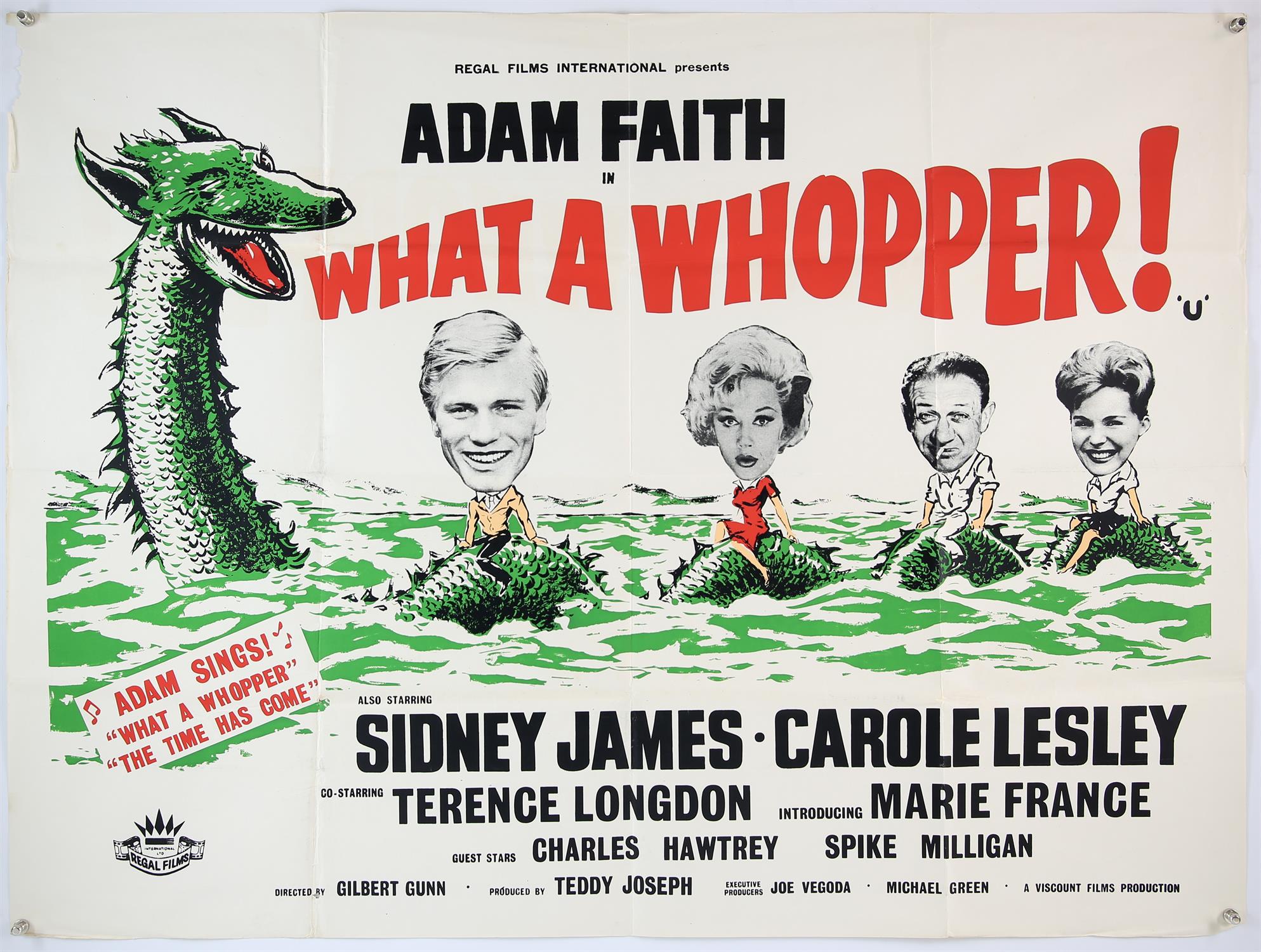 What a Whopper! (1961) British Quad film poster, starring Adam Faith and Sid James, folded,