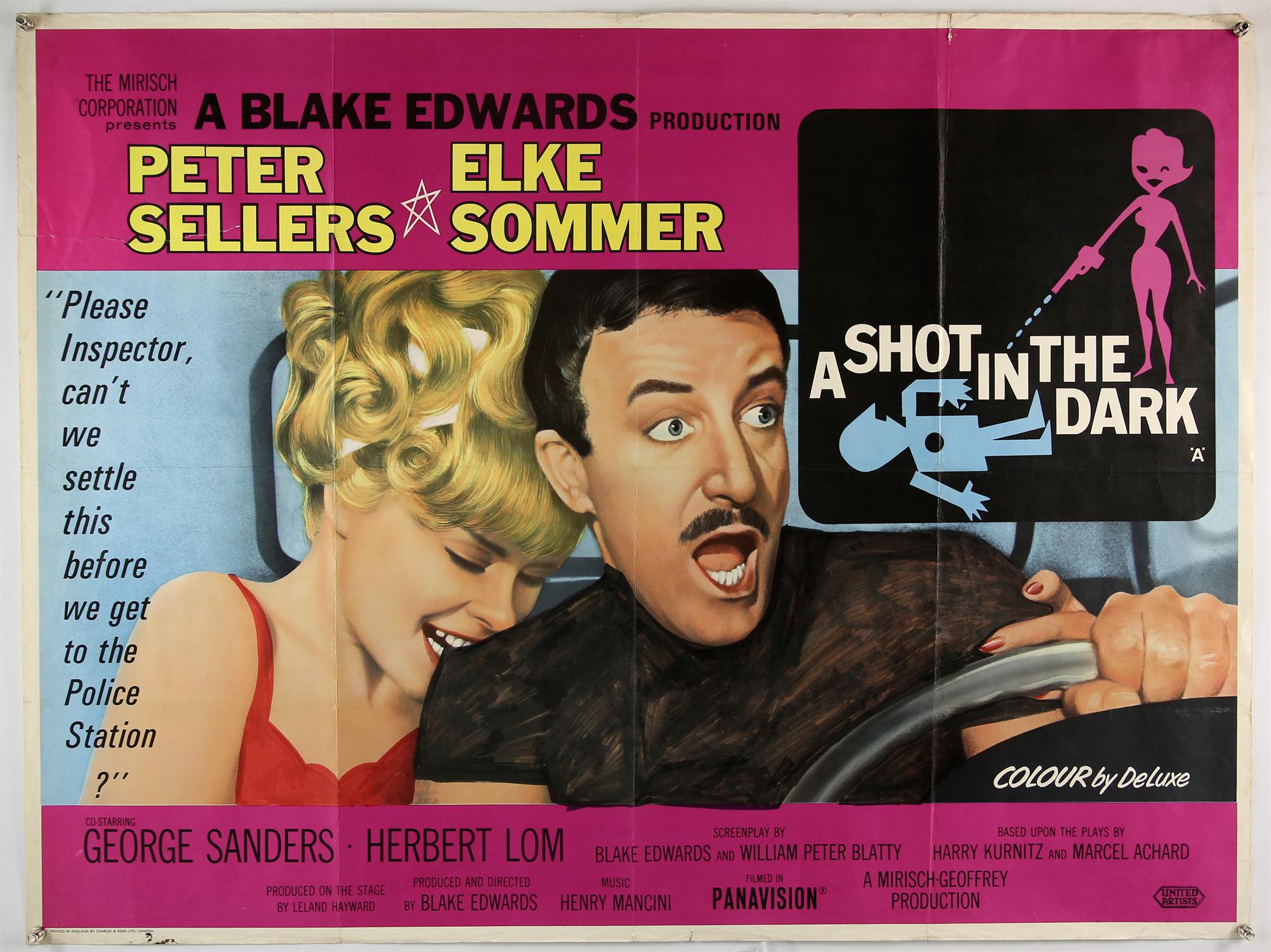 'A Shot in the Dark', British Quad vintage film poster starring Peter Sellers and Elke Sommer,