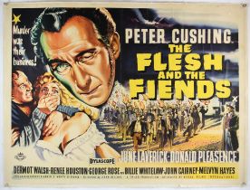 The Flesh and the Fiends (1959) British Quad film poster, starring Peter Cushing, linen backed,