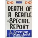 Evening Standard News Headline sheet (2001) Death of a Beatle (George Harrison), 25 by 17.