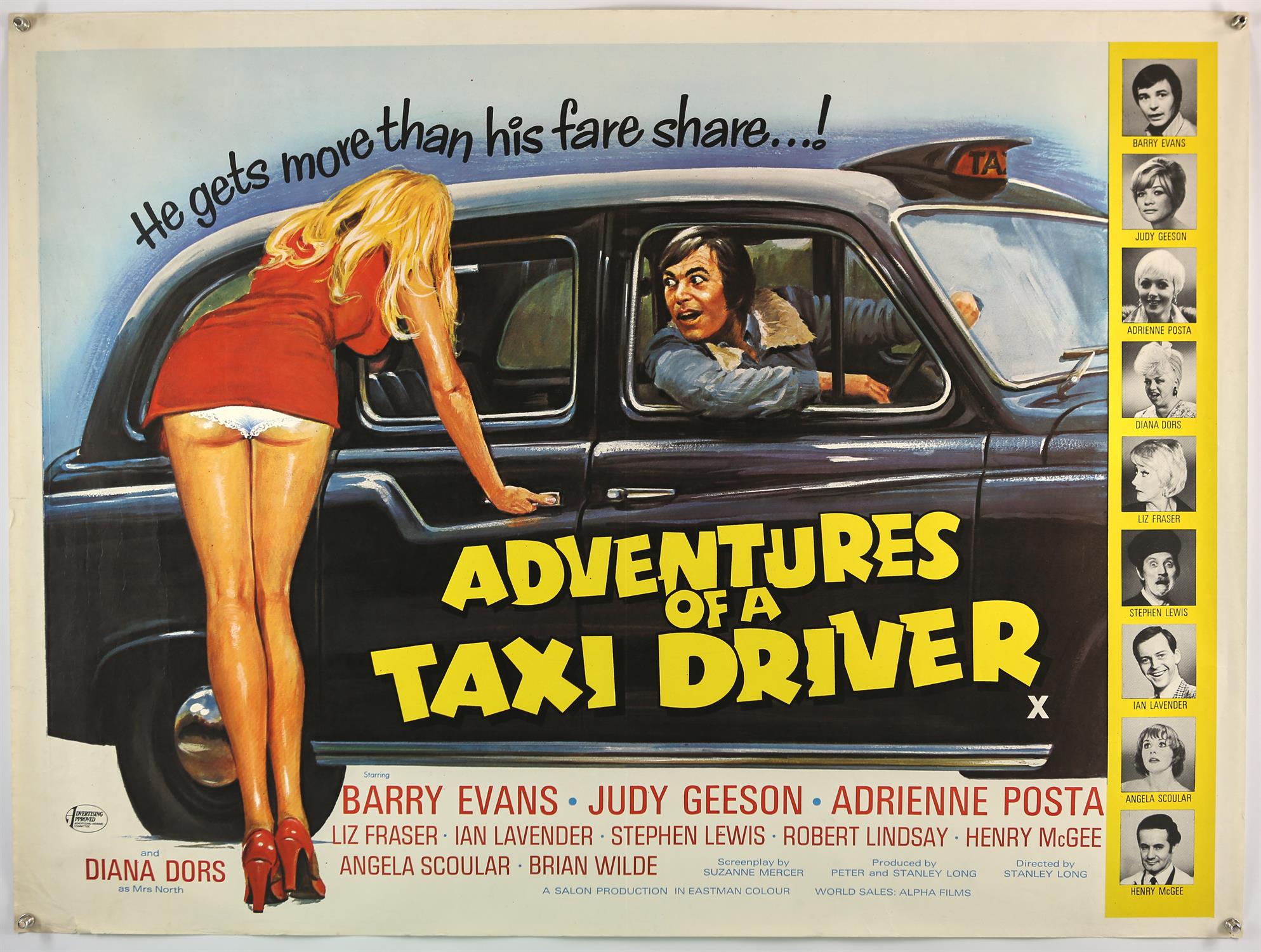 Adventures of a Taxi Driver (1976) British Quad film poster, rolled, 30 x 40 inches Director