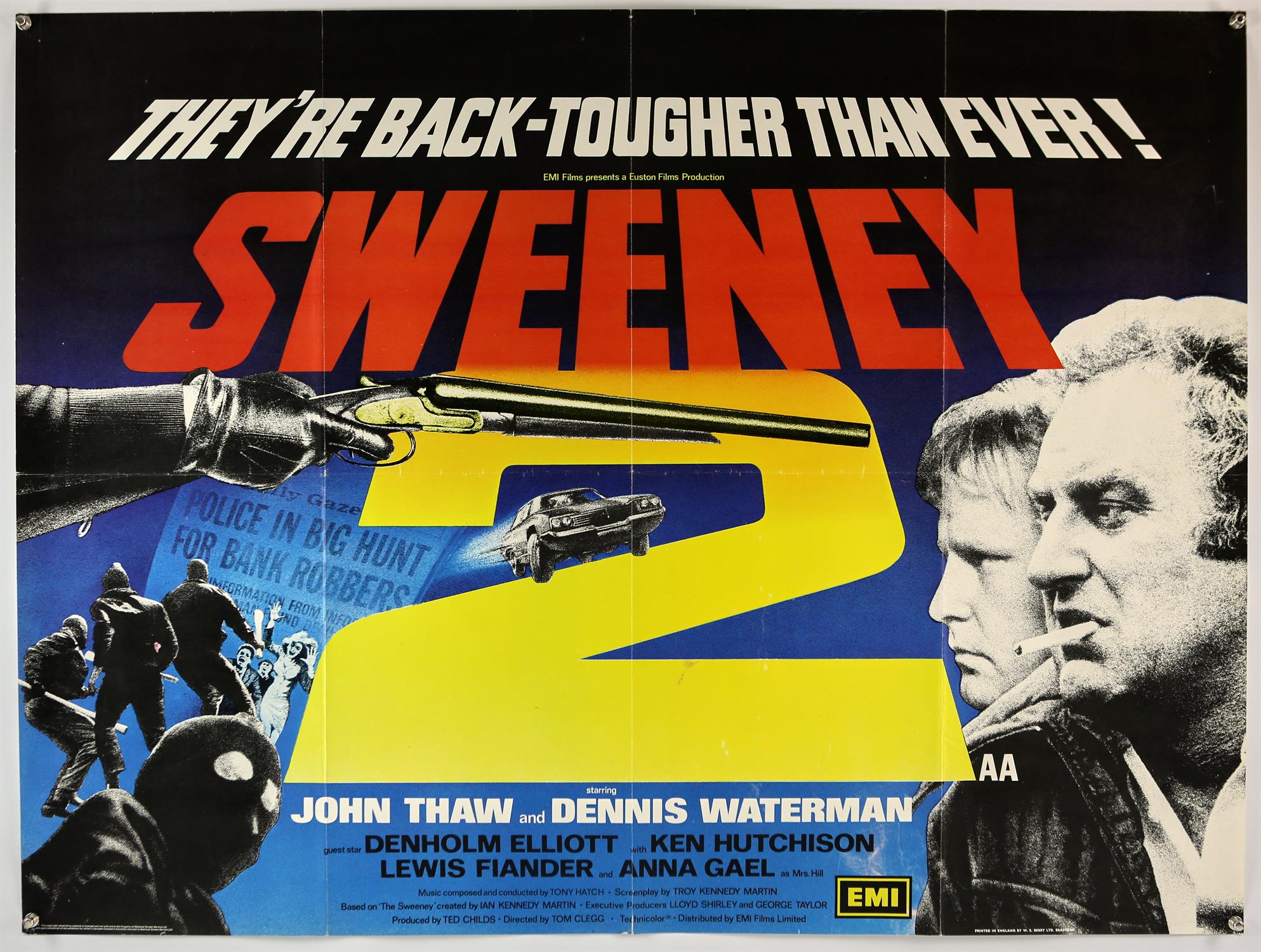 Sweeney 2 (1978) British Quad film poster, was folded now rolled, 30 x 40 inches Director Tom Clegg