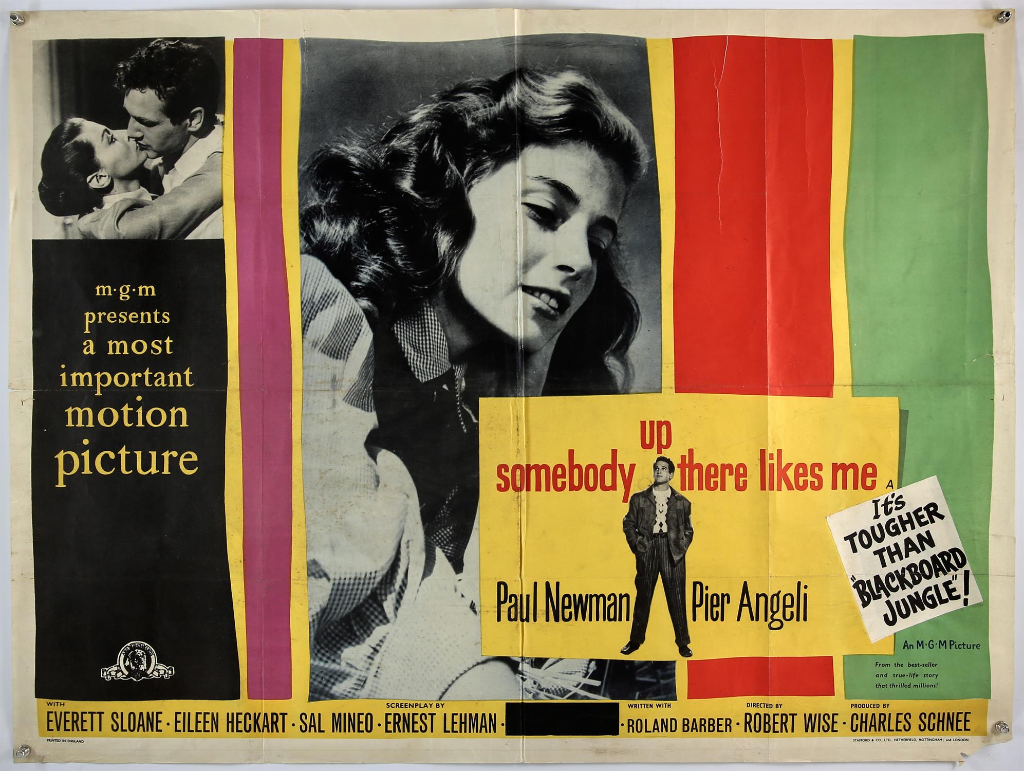 Somebody Up There Likes Me (1956), British Quad film poster, starring Paul Newman, (folded),