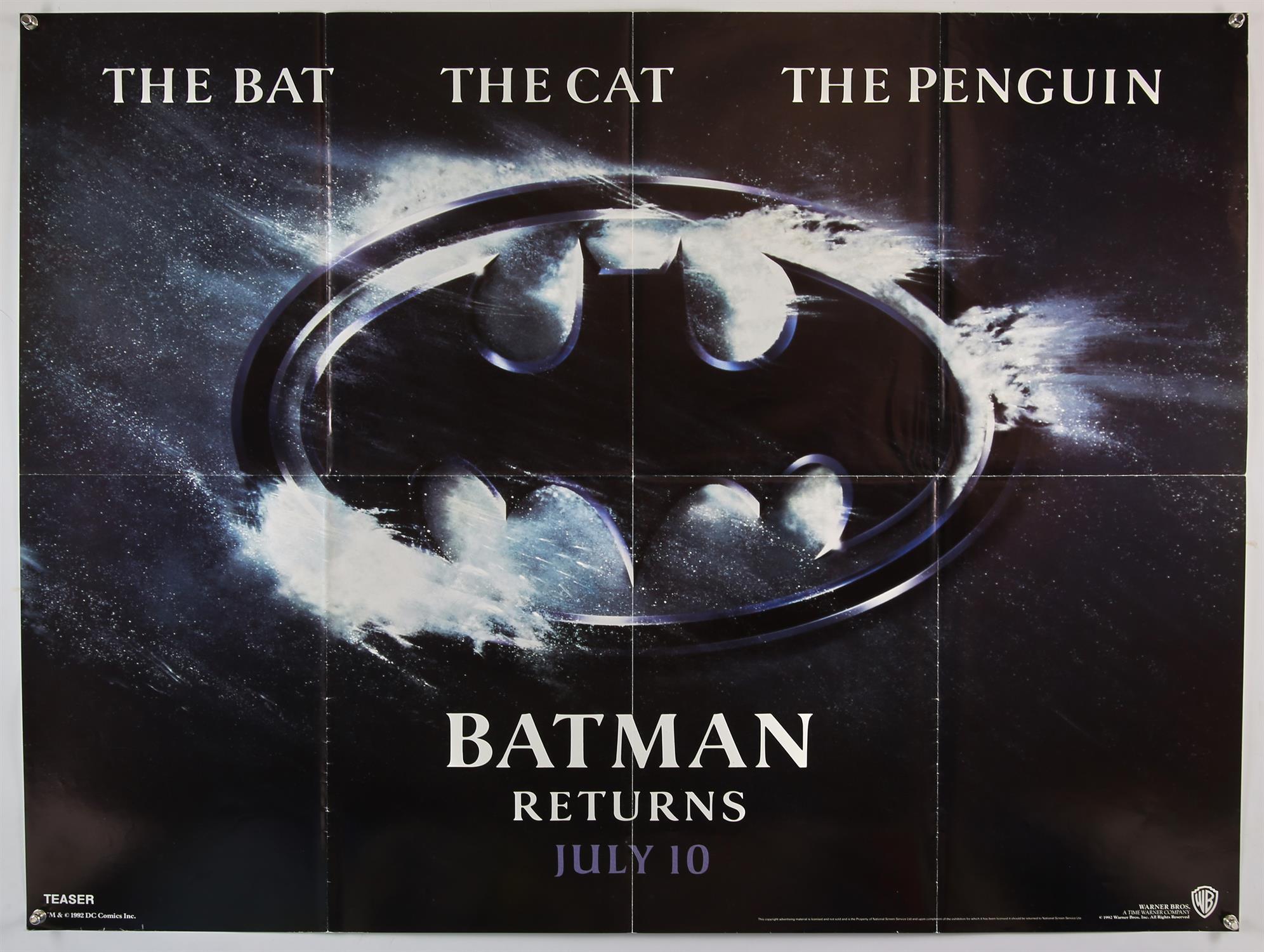 Batman Returns (1992) British Quad film poster, starring Michael Keaton, Danny DeVito,