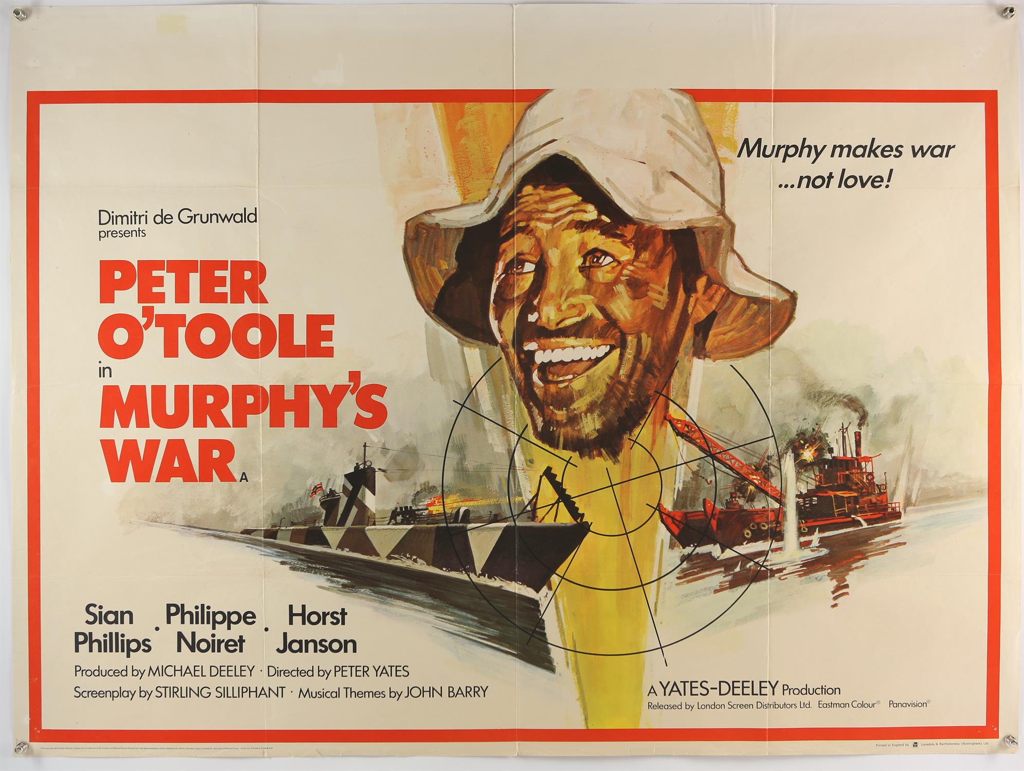 Murphy's War (1971) British Quad, folded, 30x40 inches.