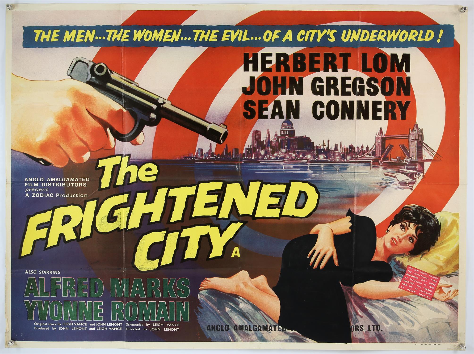 The Frightened City (1961) British Quad film poster, starring Herbert Lom, John Gregson and Sean