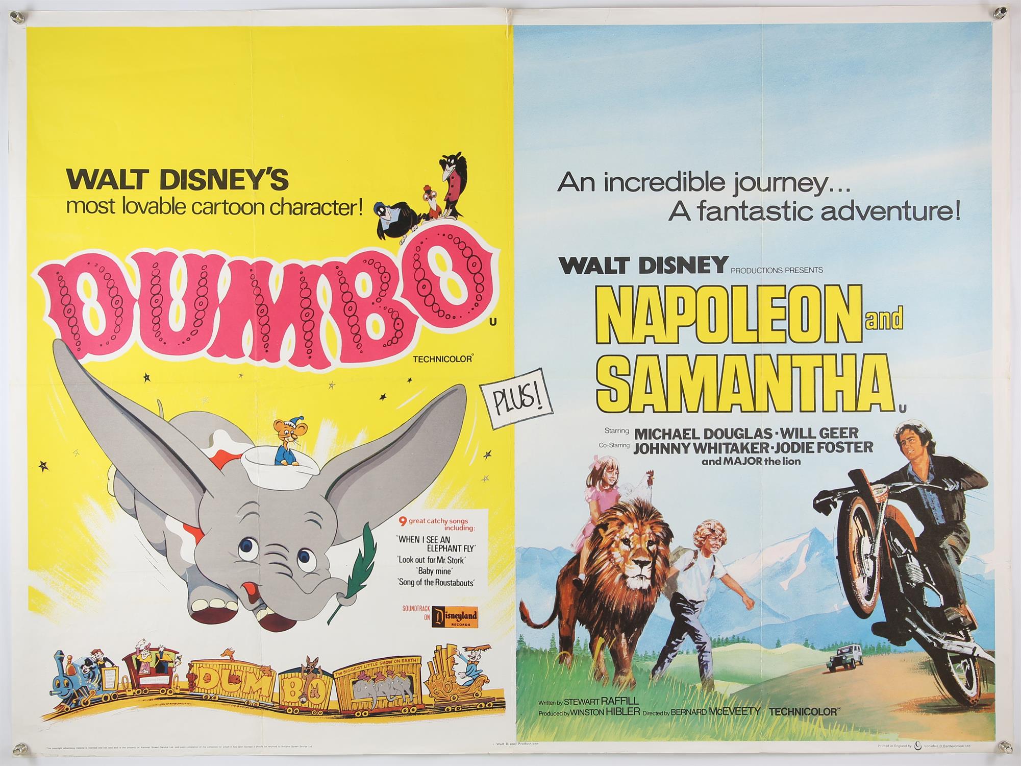 Four British Quad film posters, The Mickey Mouse Anniversary Show, Dumbo / Napoleon and Samantha, - Bild 2 aus 3