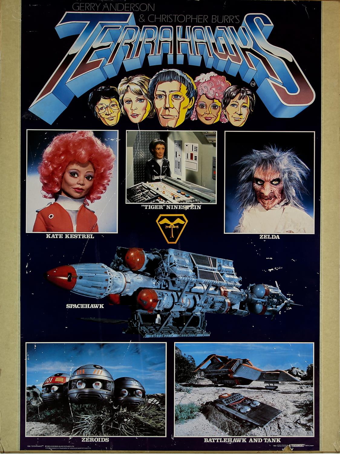 Terrahawks (1983) Commercial poster, printed in Germany, mounted on board, 30 by 40 inches
