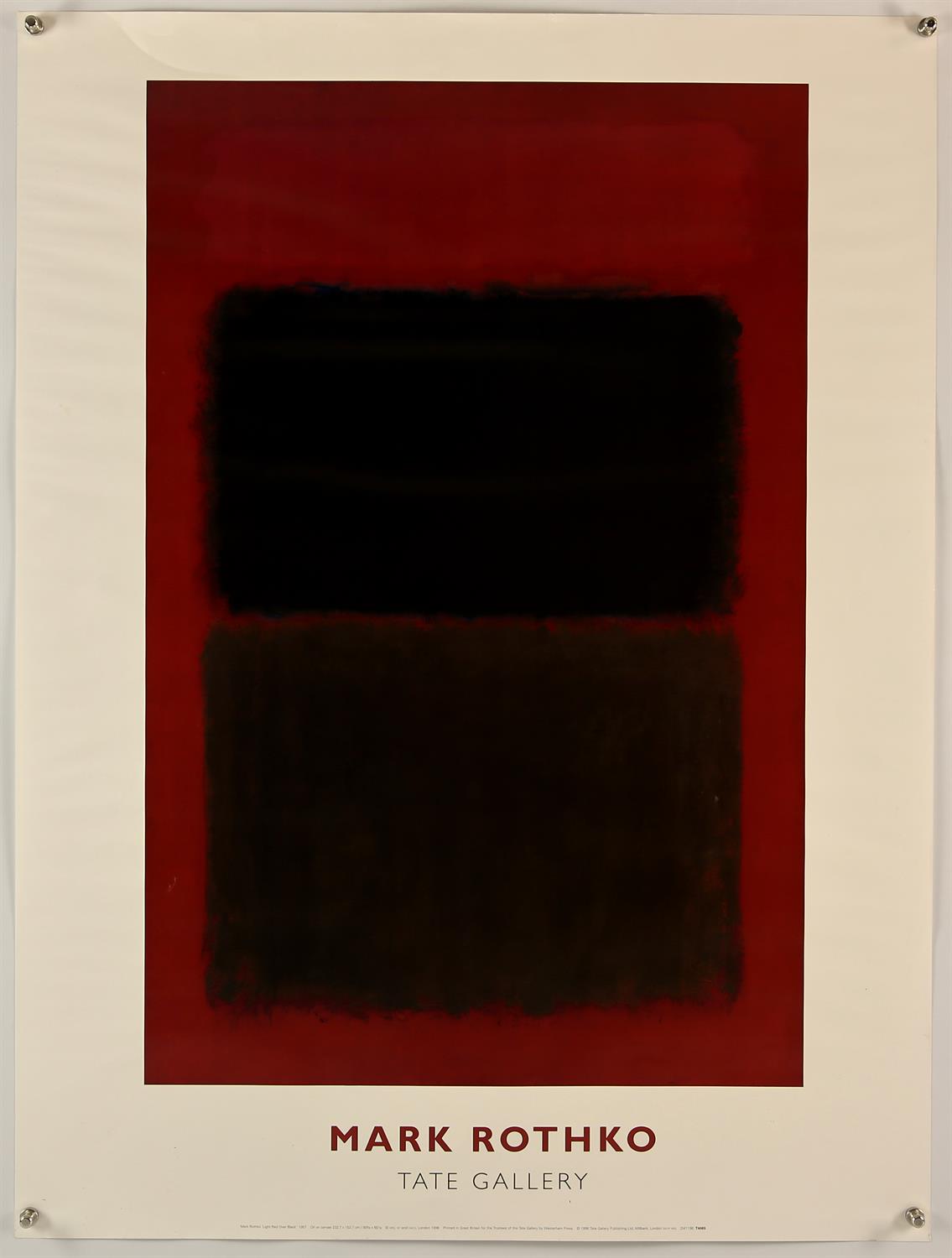 Mark Rothko Tate Gallery Print (1996) rolled, 31.5 by 23.5 inches, print entitled Red Light Over