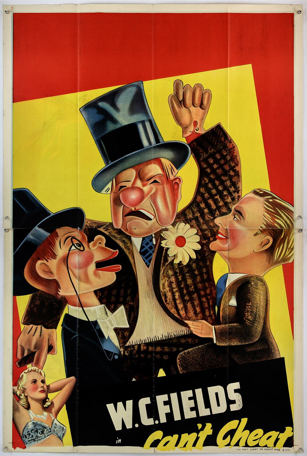 You Can’t Cheat An Honest Man (1939) US, top part of a 6 sheet only, folded, 60 x 40 inches,