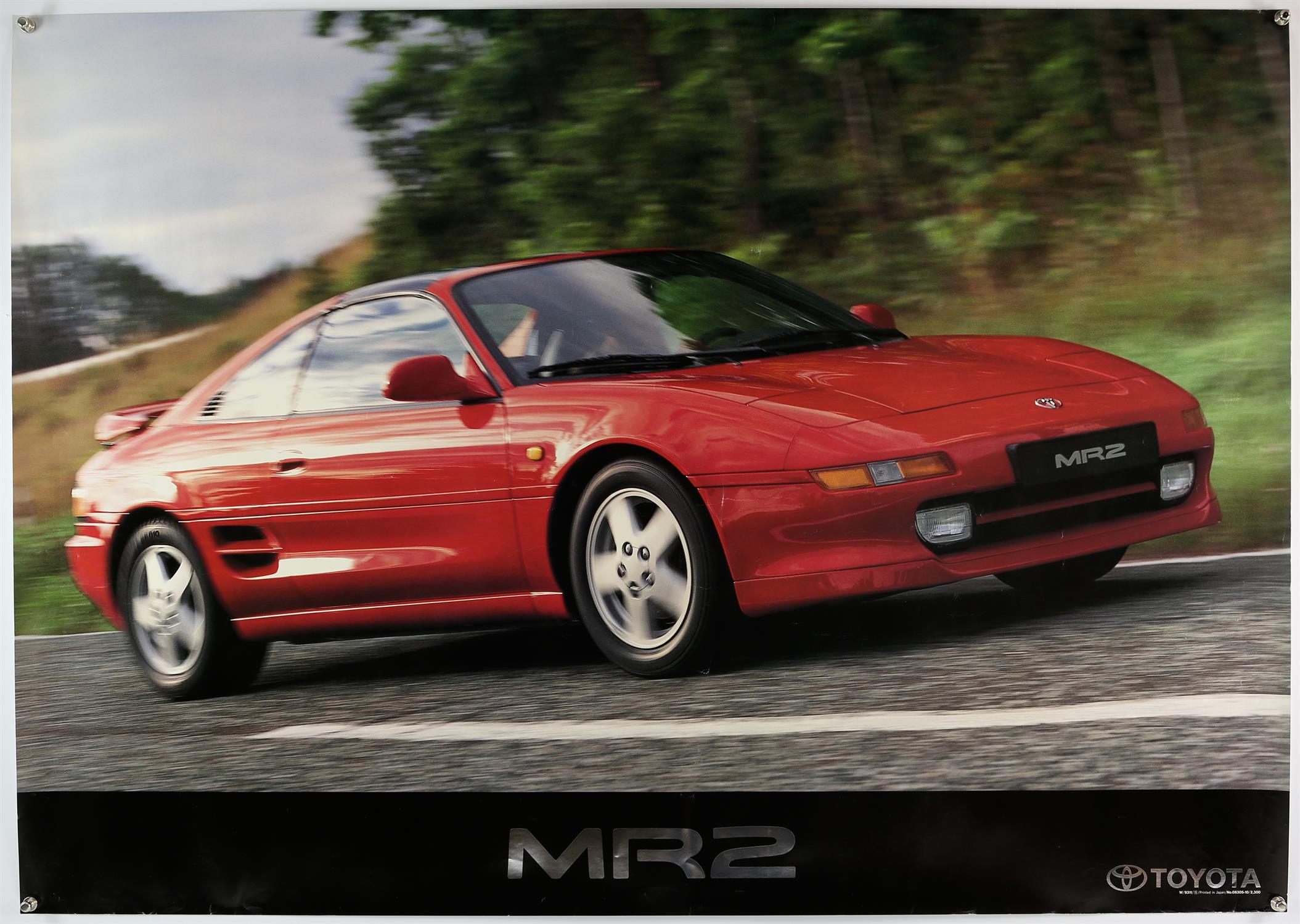 Toyota MR2 - circa 1995 original factory poster, approx. 40" x 28" rolled.