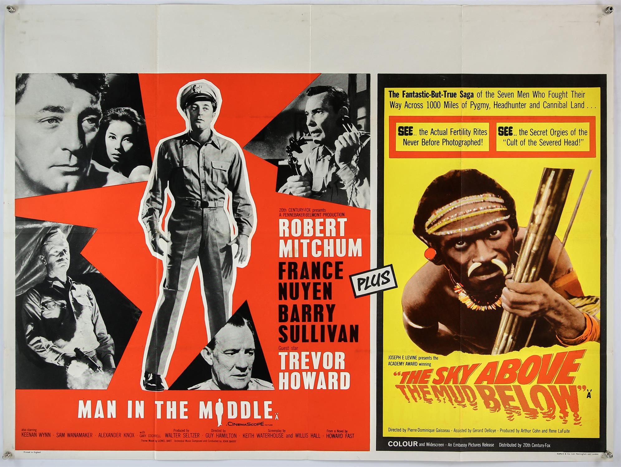 Man in the Middle (1964) / The Sky Above The Mud Below (1961), British quad, folded,