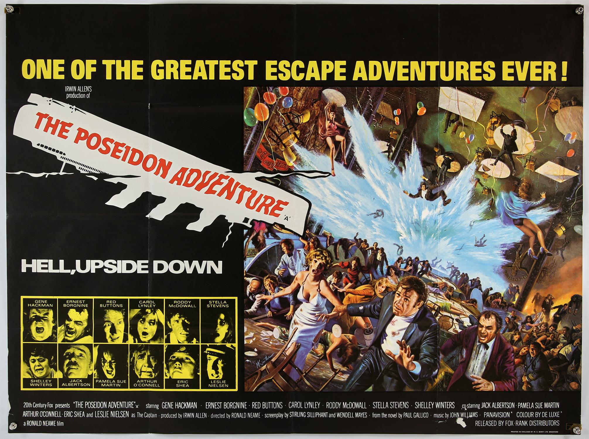 The Poseidon Adventure (1972), British Quad film poster, starring Gene Hackman and Ernest Borgnine,