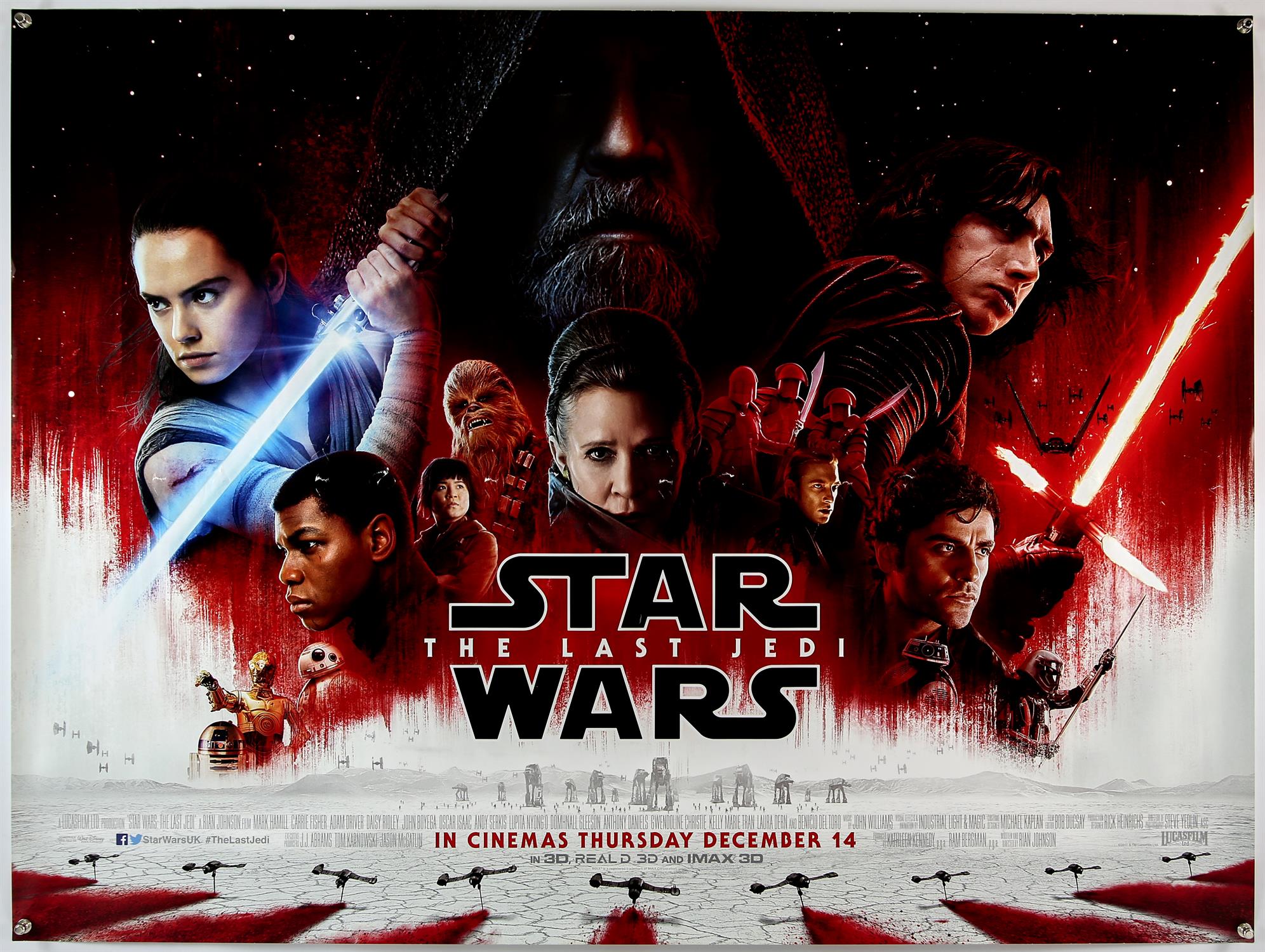 Star Wars: The Last Jedi (2017), British Quad, rolled, teaser, 40 x 30 inches, double