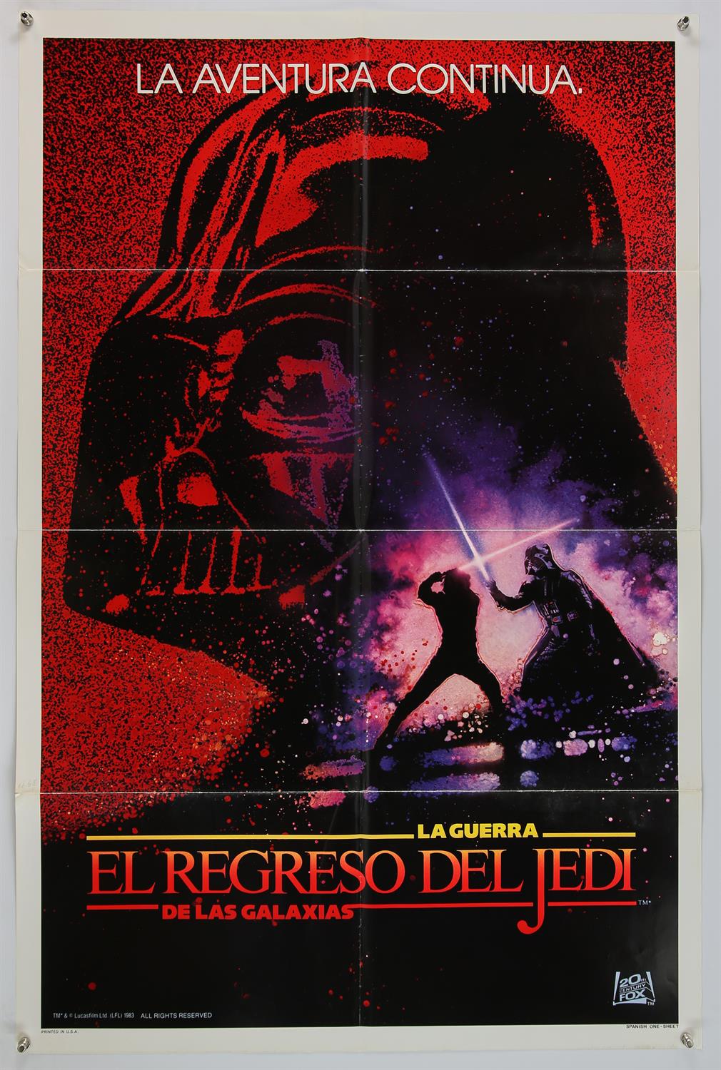 Star Wars Return of the Jedi (1983), Spanish One Sheet, 41 x 27 inches, folded. Drew Struzan