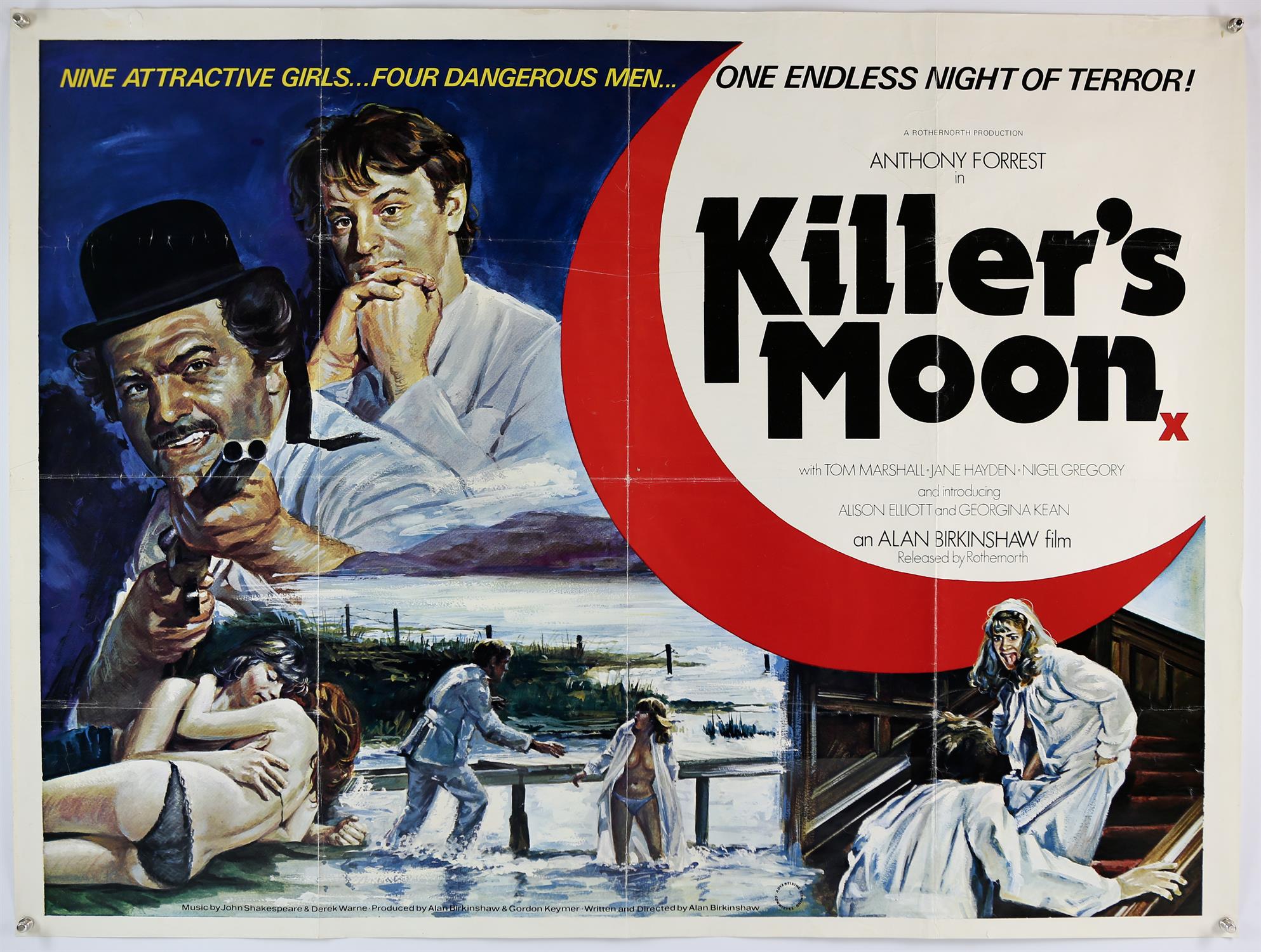 Killer’s Moon (1978) British Quad film poster, was folded now rolled, 30 x 40 inches Director Alan