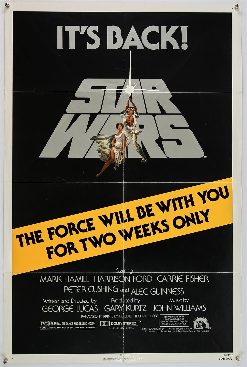 Star Wars (1977), US One Sheet, folded, 1981 rerelease, NSS number R810077, Tom Jung artwork.