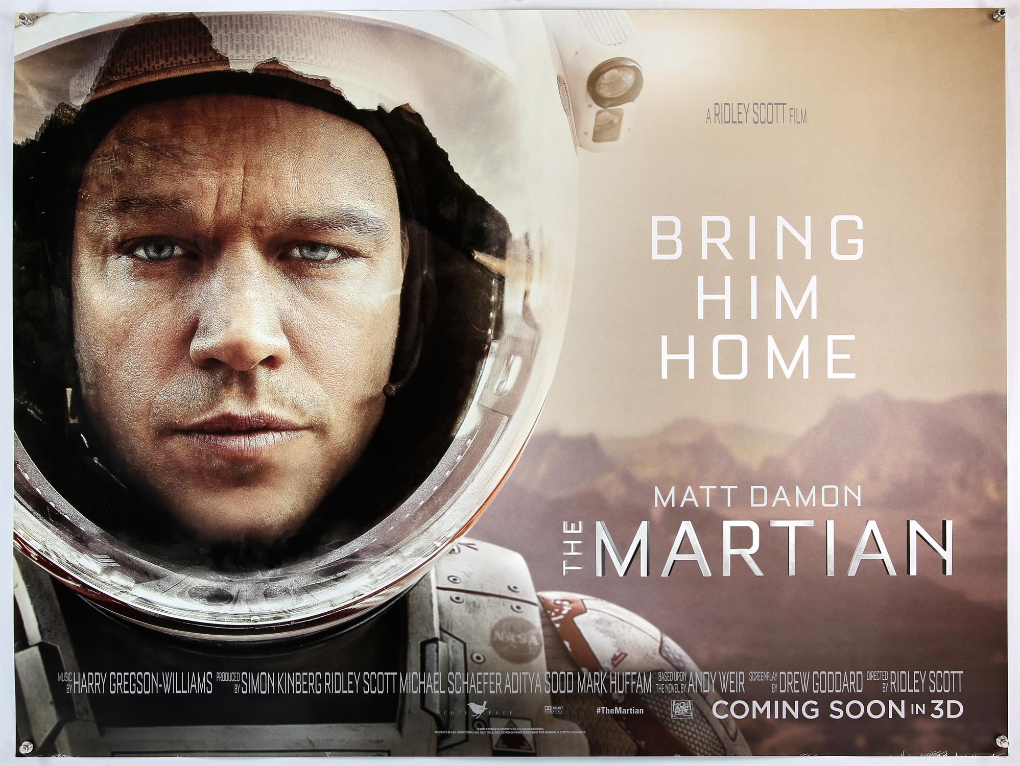 Seven British Quad film posters, includes, Hitman: Agent 47 Advance;The Martian; True Story;