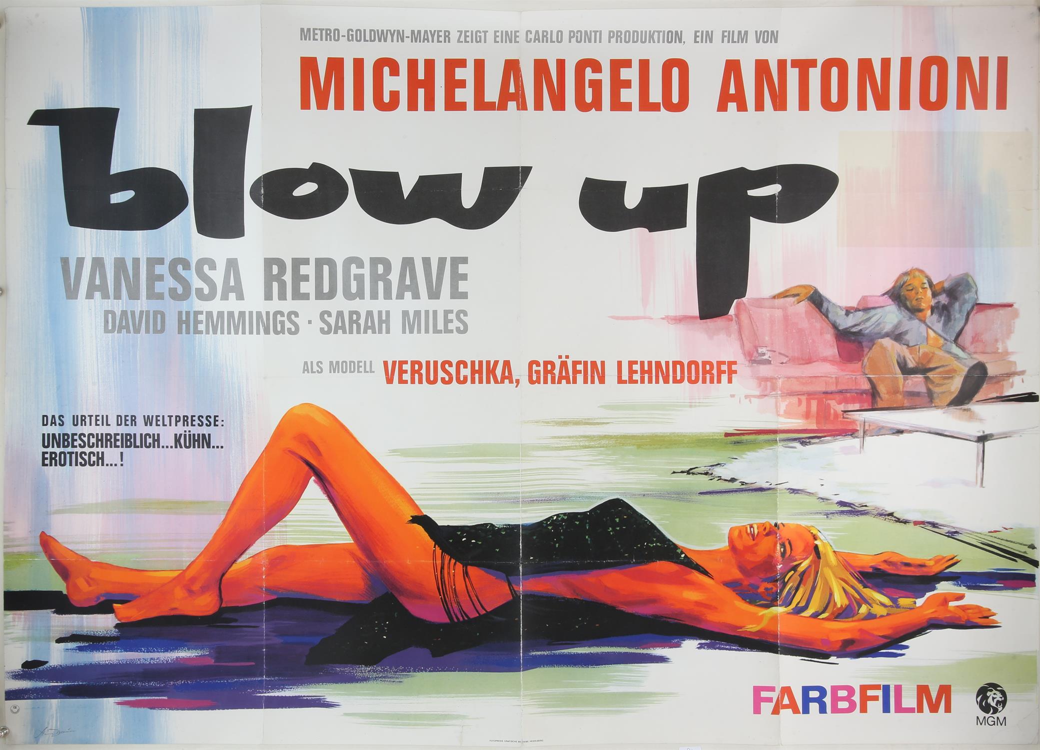 Blow Up (1967) German A0 film poster, film by Michelangelo Antonioni, starring Vanessa Redgrave,