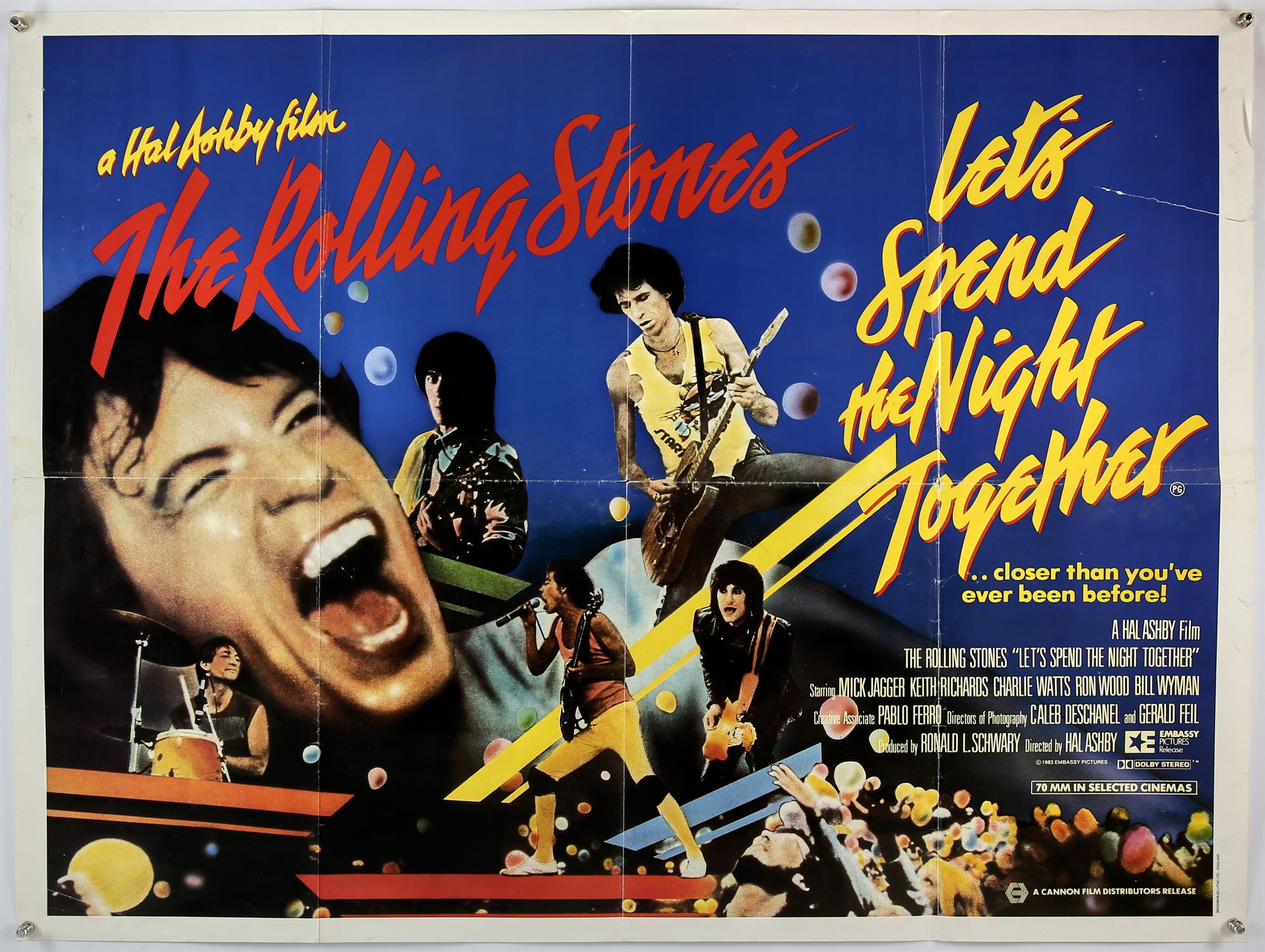 The Rolling Stones 'Lets Spend the Night Together' (1982), British Quad film poster, (folded),