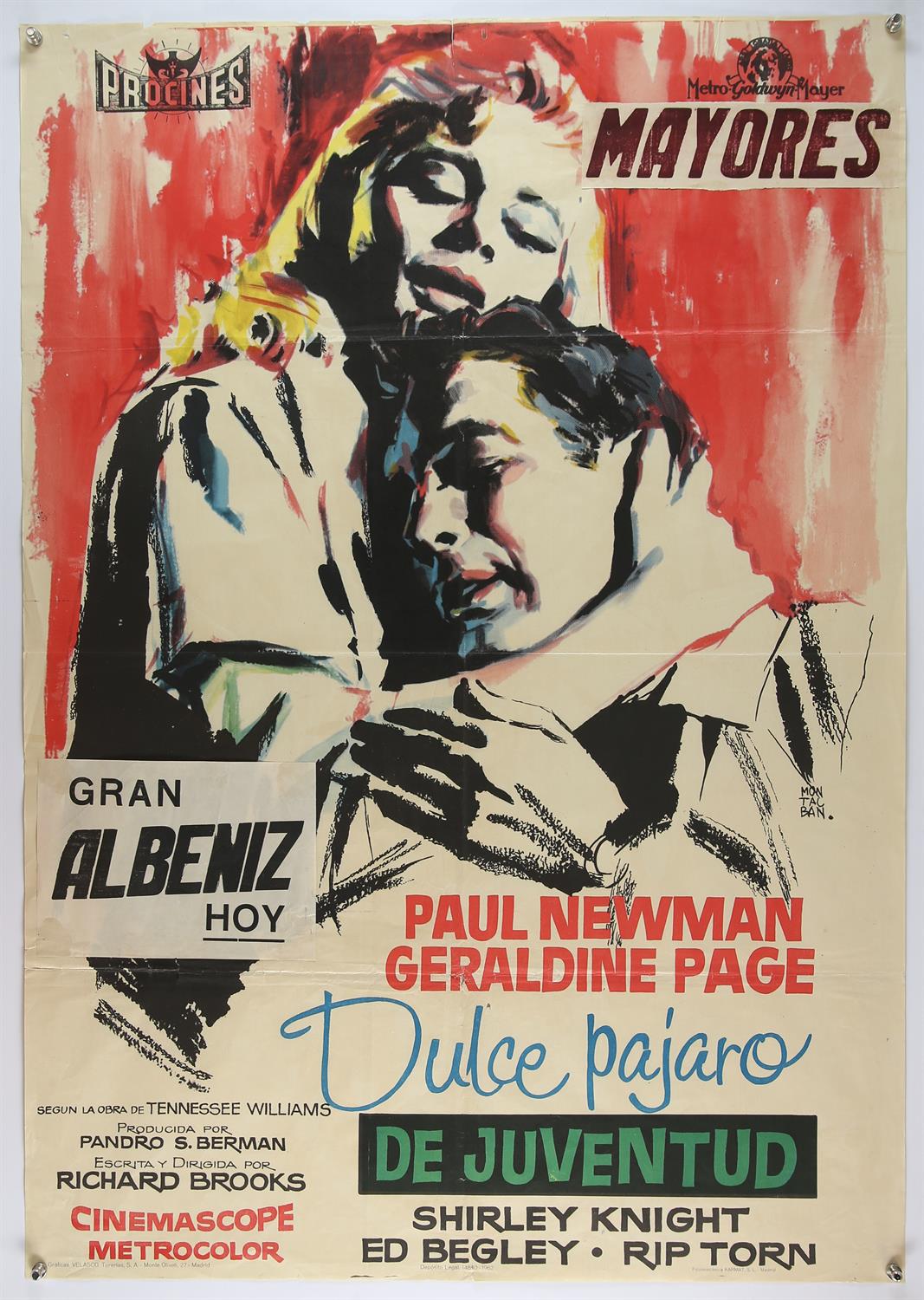 'Sweet Bird of Youth (1962), Spanish one sheet poster starring Paul Newman and Geraldine page and - Bild 2 aus 2