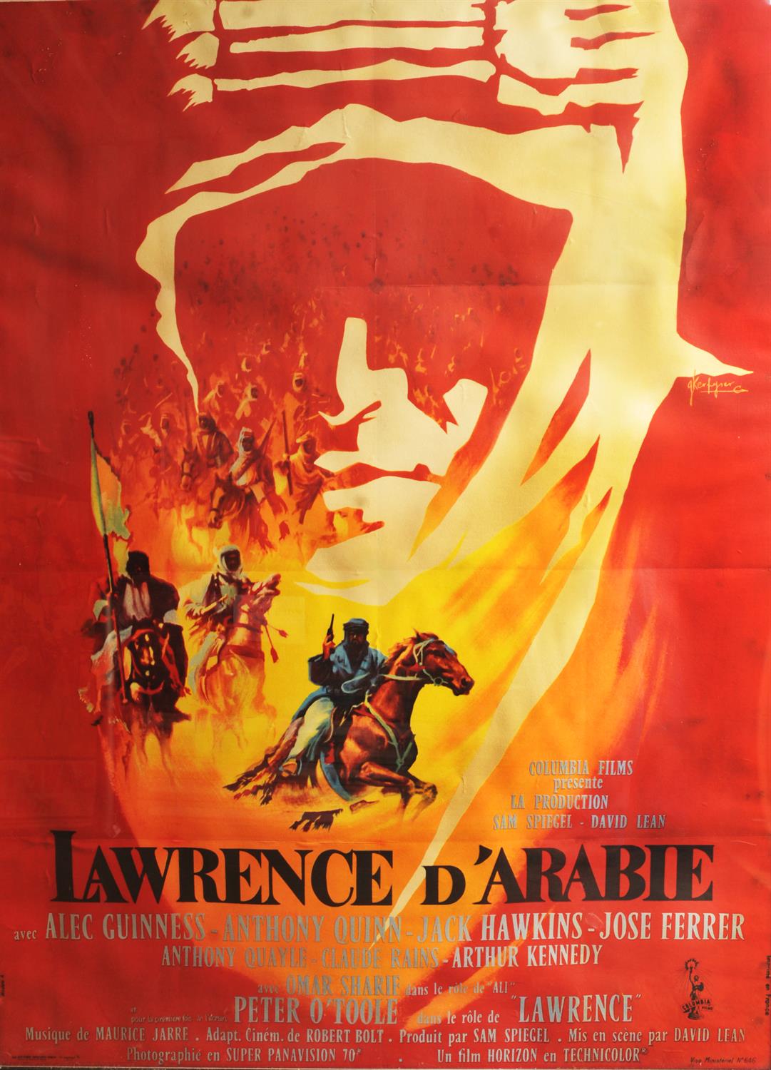 Lawrence of Arabia (1962) French Grande, artwork by Georges Kerfyser, Style A, linen backed,