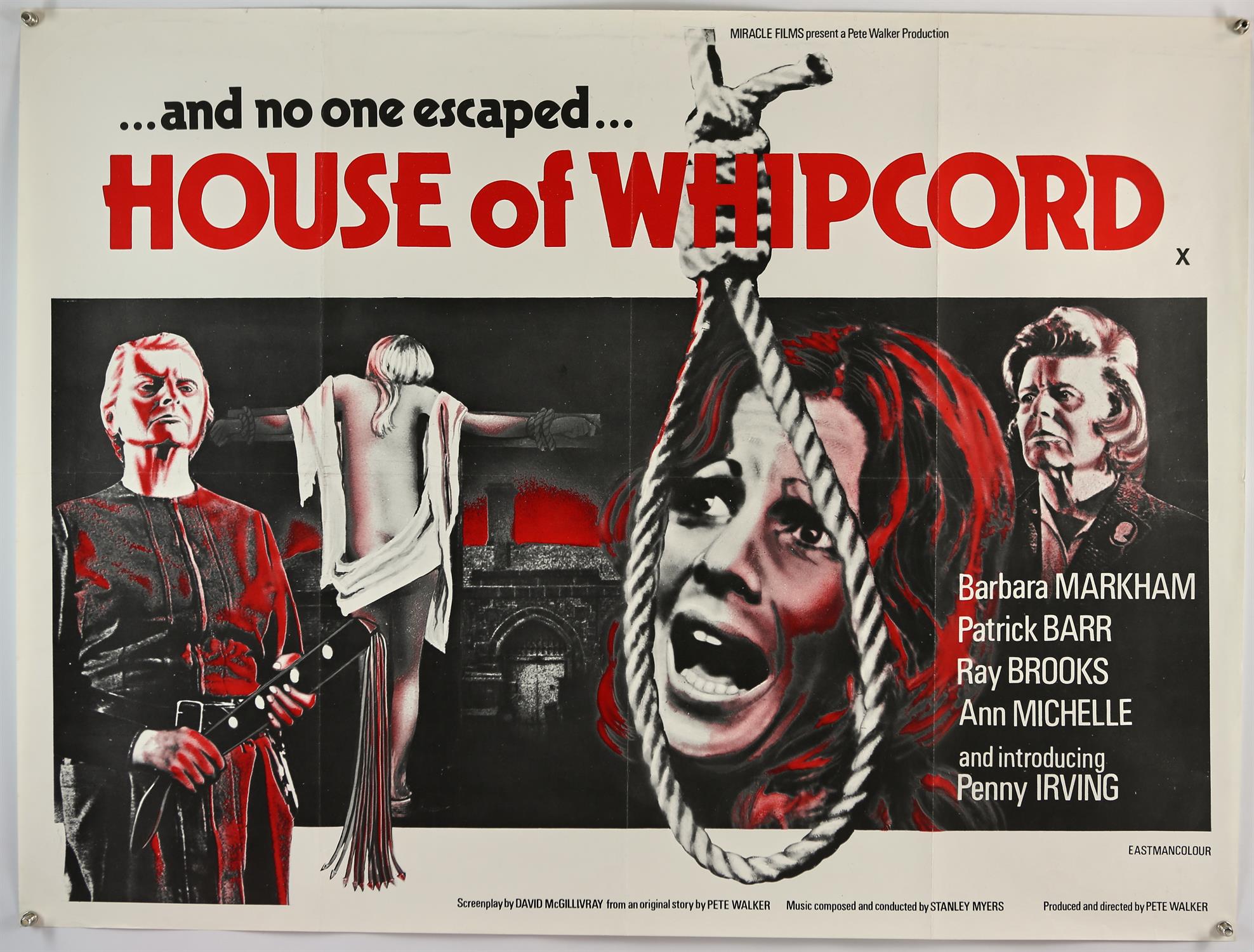 House of Whipcord (1974) British Quad film poster, was folded now rolled, 30 x 40 inches Director