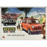 Austin Seven Mini Van and Pick up - circa 1960 original factory graphic poster, approx 35" x 28