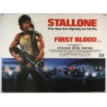 'First Blood', 1982, British quad film poster starring Sylvester Stallone and Richard Grenna.