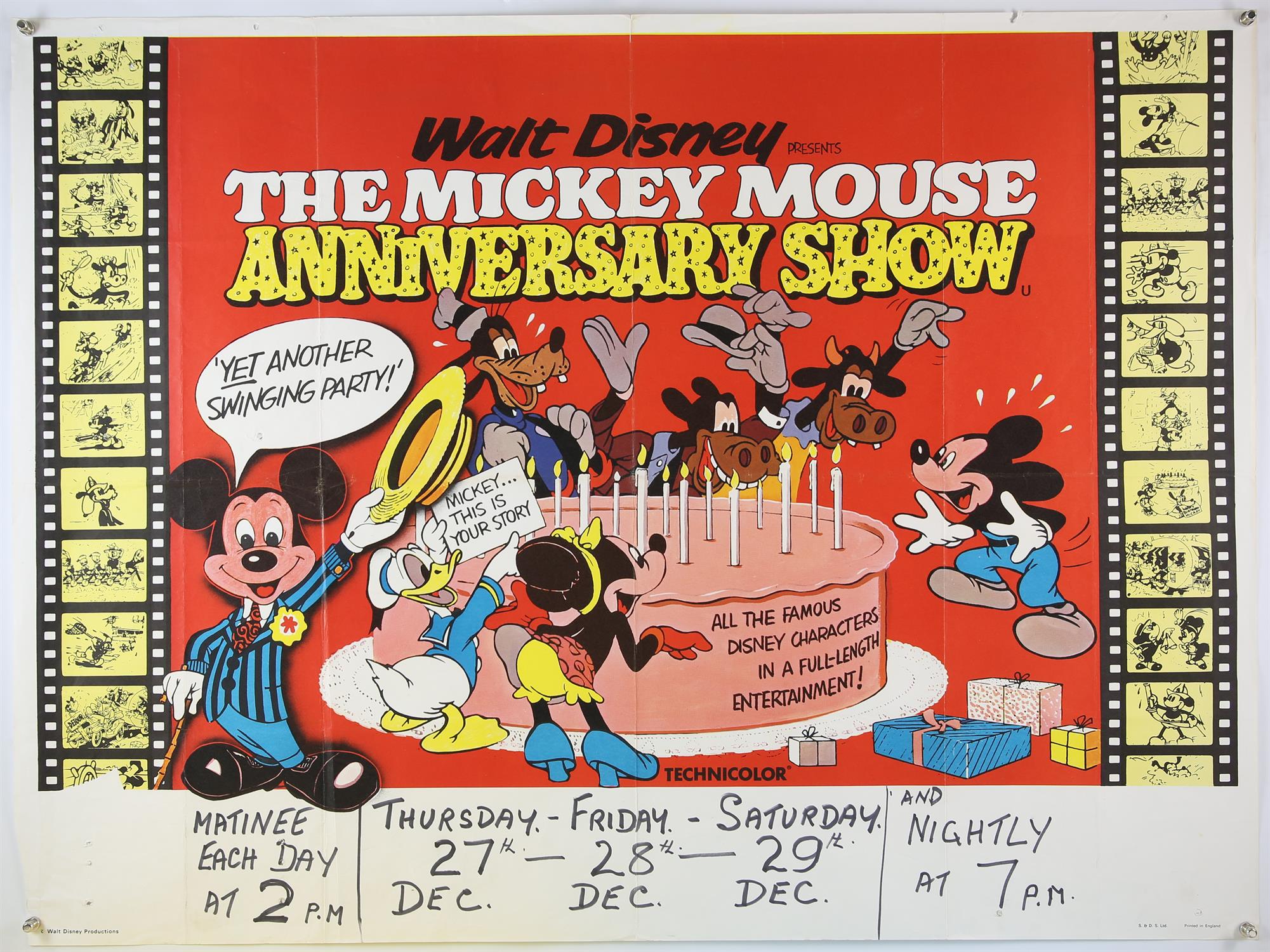 Four British Quad film posters, The Mickey Mouse Anniversary Show, Dumbo / Napoleon and Samantha,