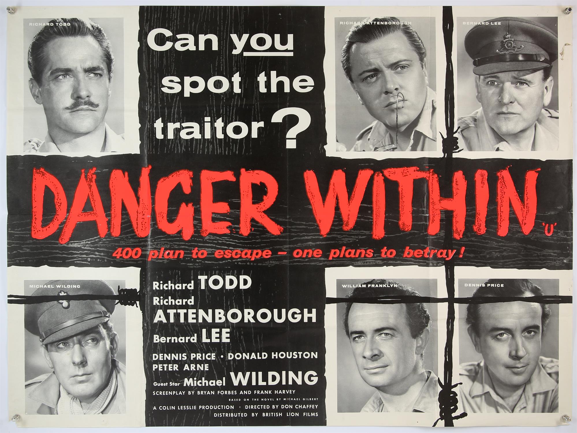 Danger Within (1959) British Quad film poster, starring Richard Todd and Richard Attenborough,