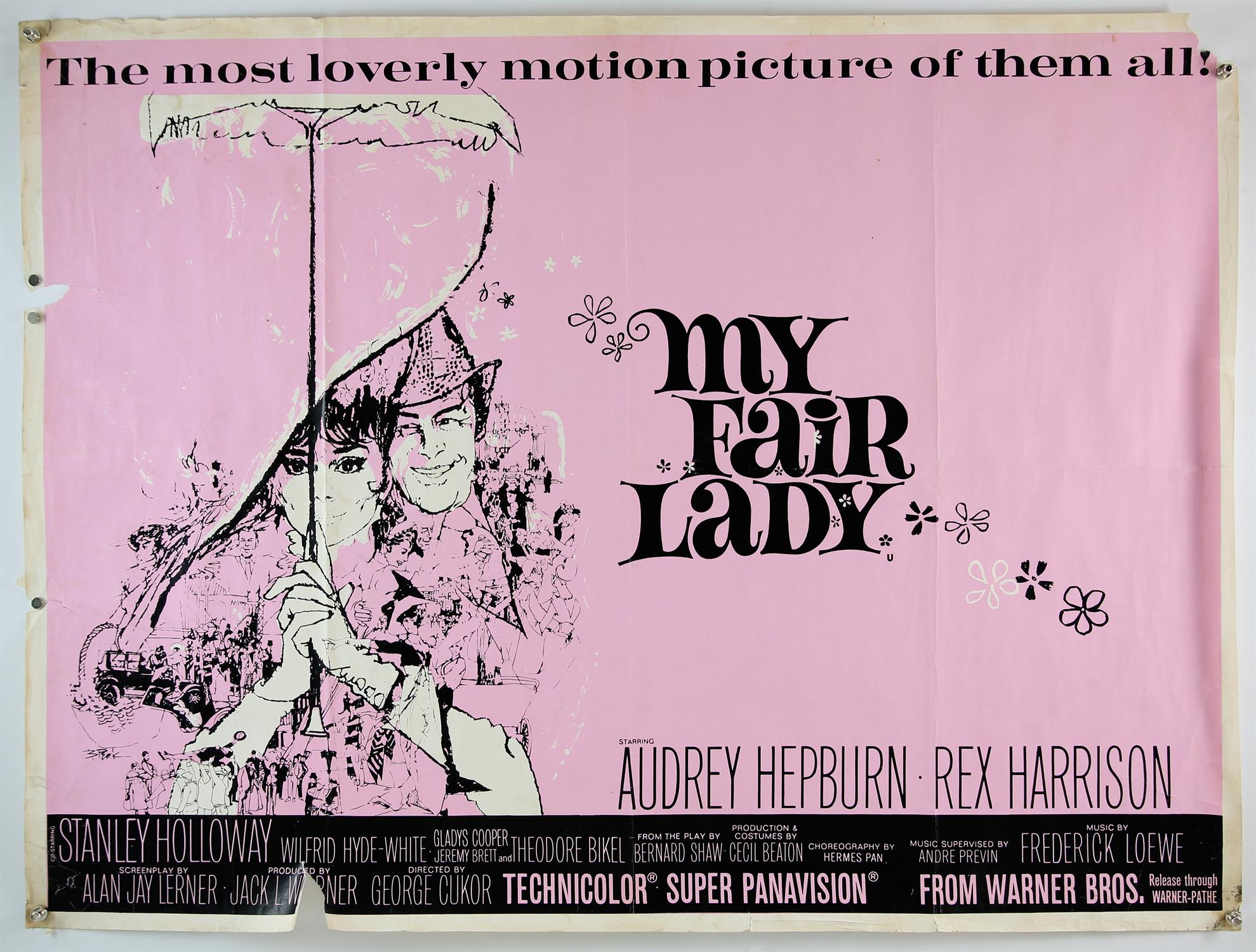 My Fair Lady (1964) British Quad film poster, starring Audrey Hepburn, and Rex Harrison,