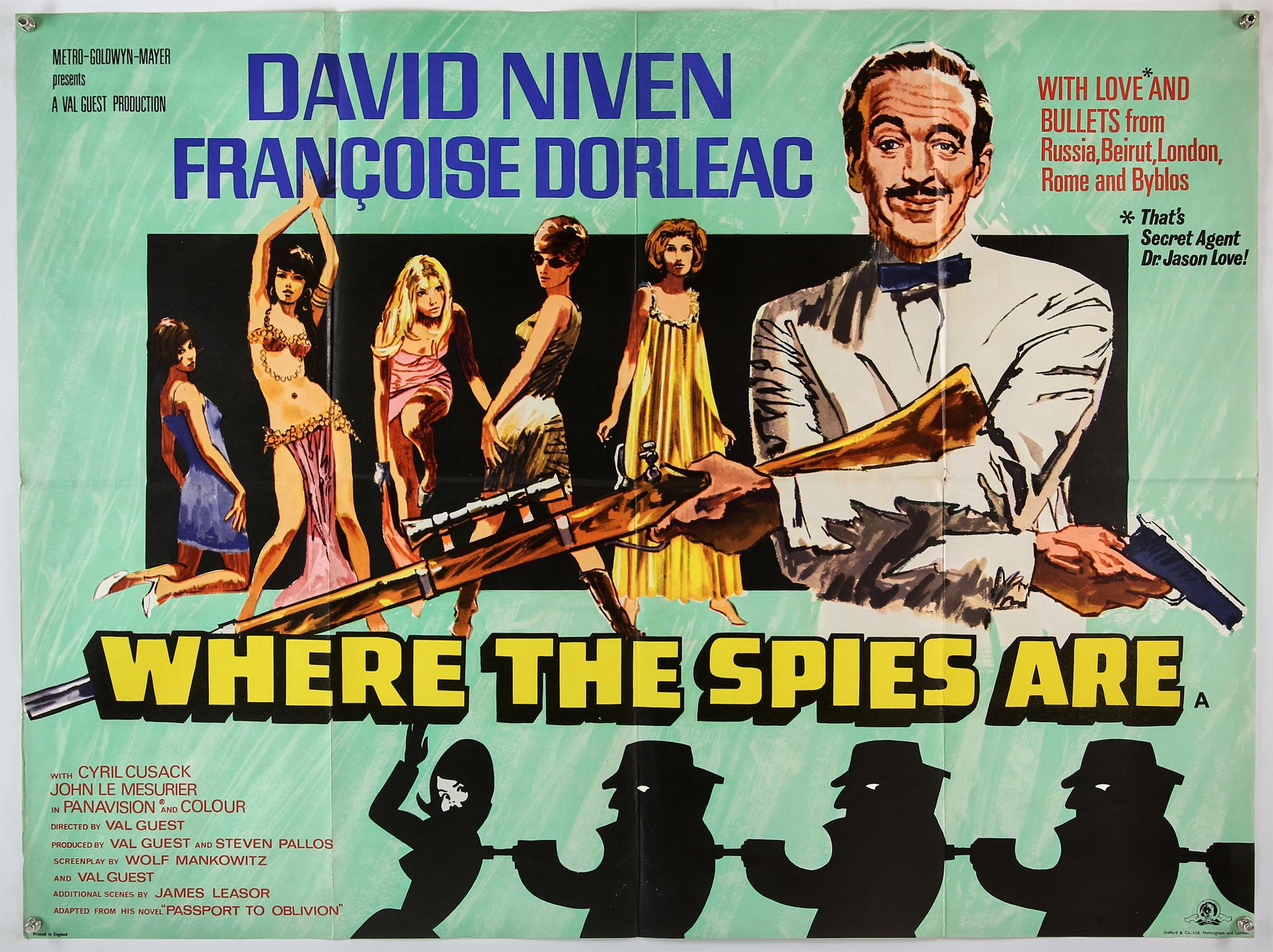 Where The Spies Are (1965), British Quad film poster, starring David Niven, (folded),