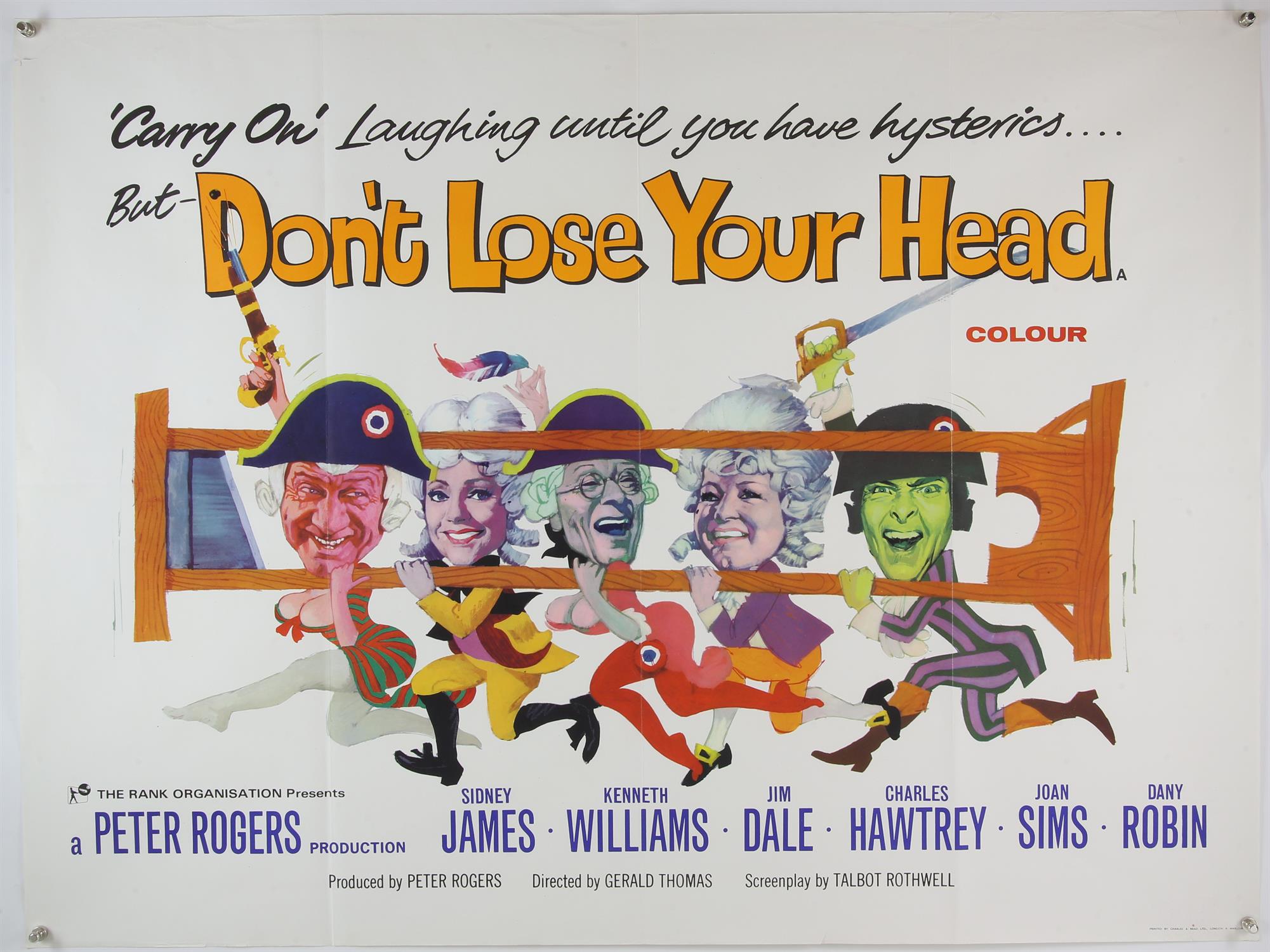 Don't Lose Your Head (1966) British Quad film poster from the Carry on series, artwork by Renato