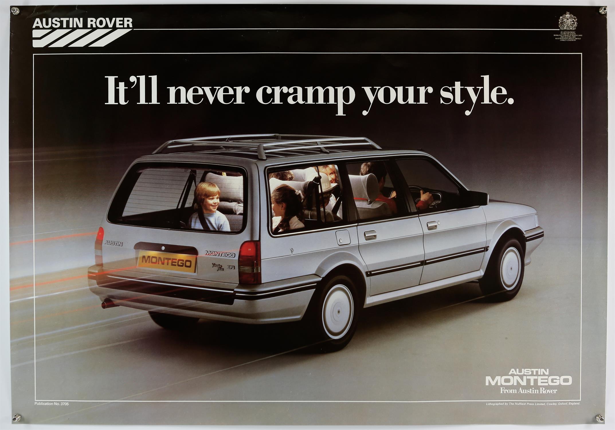 Austin Montego Estate - circa 1985 original factory poster approx. 39" x 28" rolled.