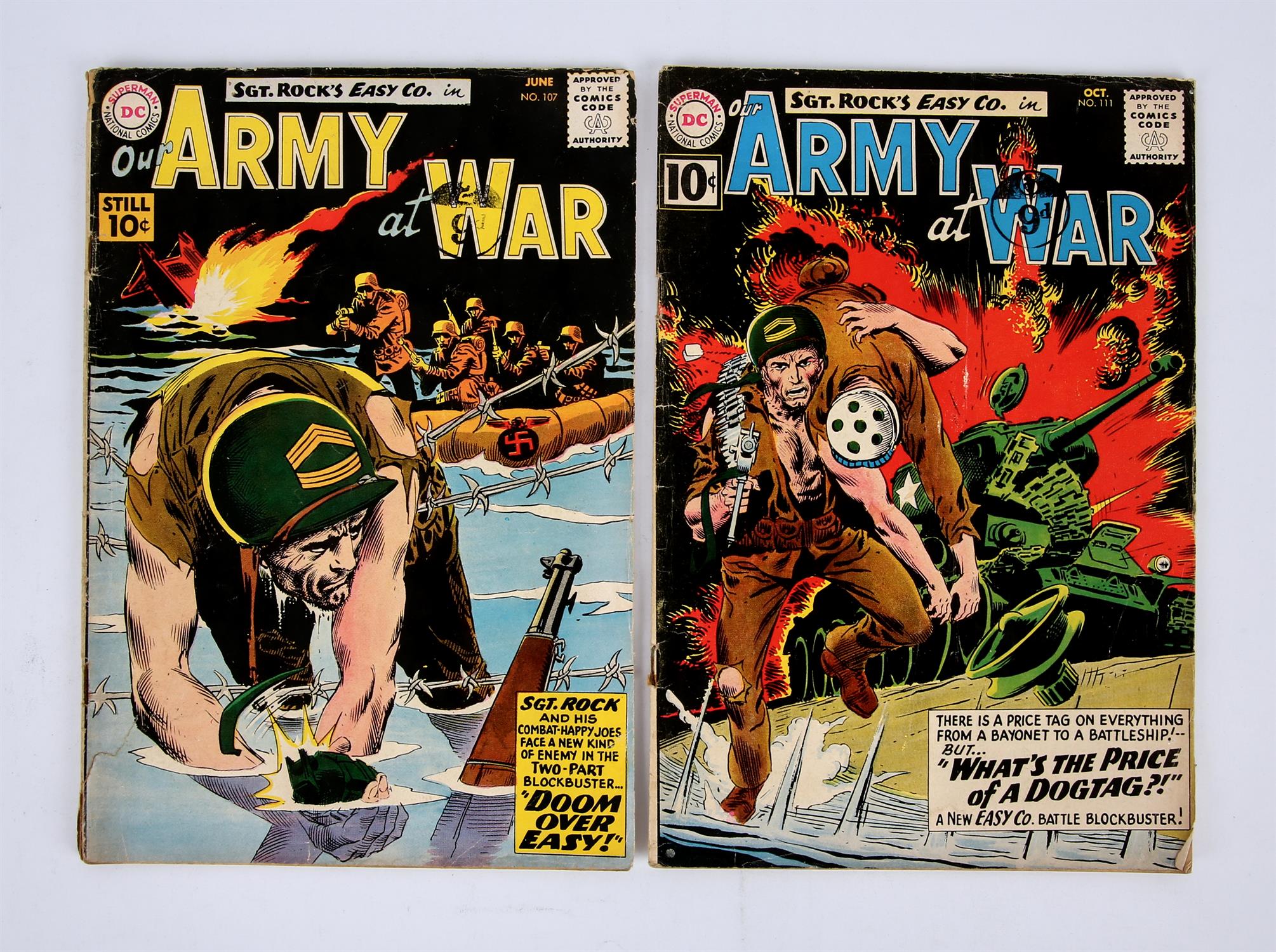 2 scarce Our Army at War featuring Sgt. Rock issues featuring 1st appearance (DC Comics,