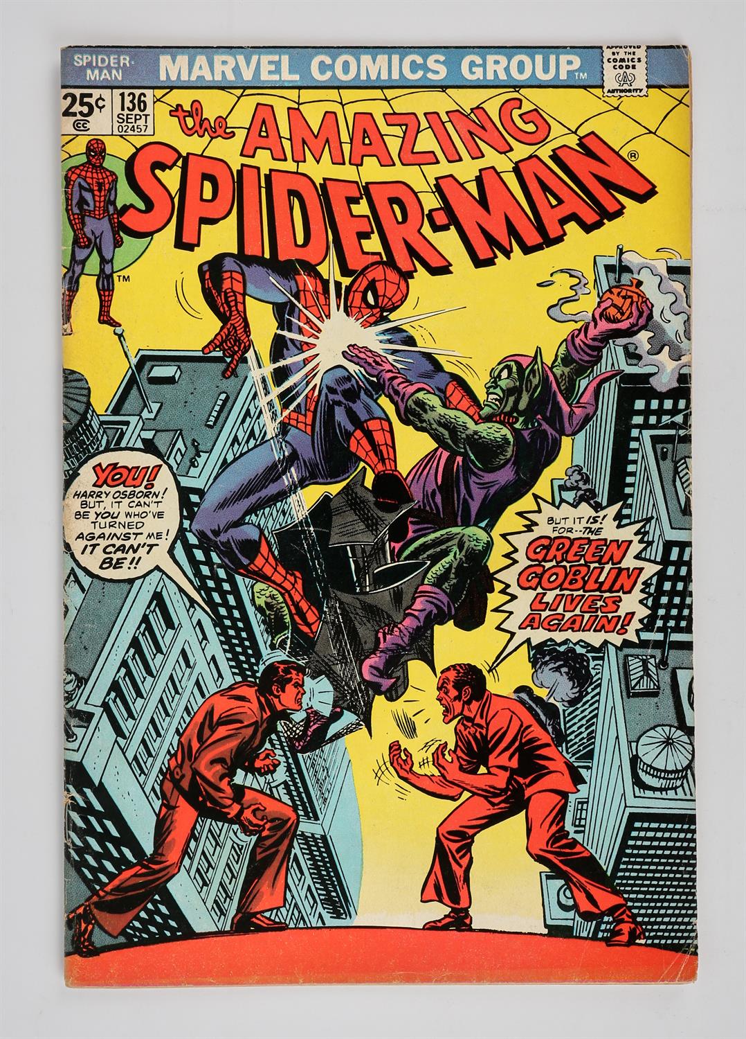 Marvel Comics: The Amazing Spider-Man No. 136 featuring the 1st appearance of Harry Osborne as the