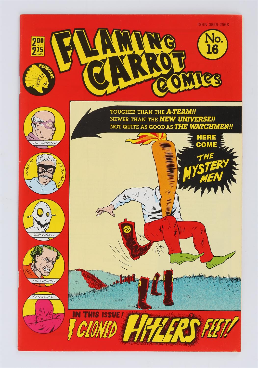 Flaming Carrot Comics No. 16 featuring the 1st appearance of the Mystery Men (1987).