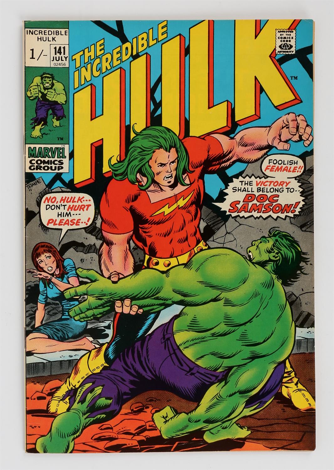 Marvel Comics: The Incredible Hulk No. 141 featuring 1st appearance of Doc Samson (1971 onwards).