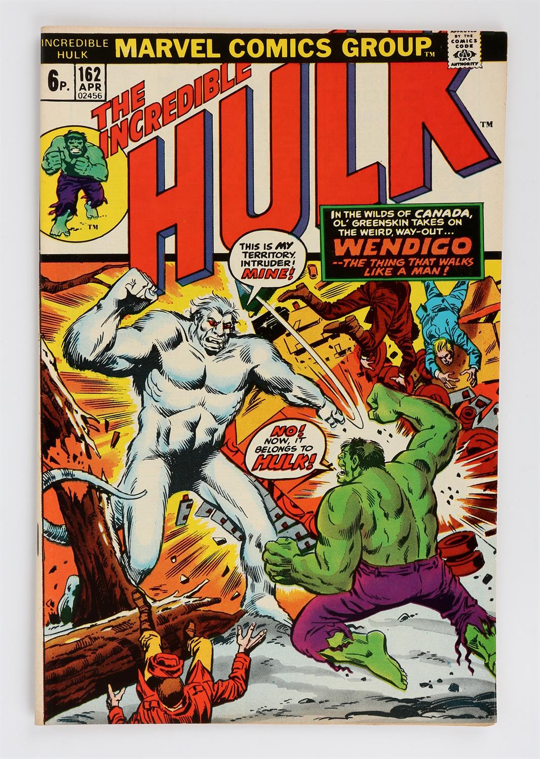 Marvel Comics: The Incredible Hulk No. 162 featuring 1st appearance of The Wendigo (1971 onwards).