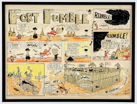 Leo Baxendale (1930 - 2017) Original colour artwork in comic art style, ‘Fort Fumble' Part 1,