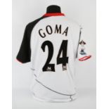 Fulham FC Football club, Goma (No.24) 125th Anniversary shirt (special sleeve patch) from 2004-2005,