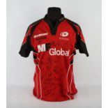 Saracens rugby away shirt. 2008 - 2009. Plessis (3) Signed by 28 players.