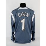 Amended Description: Newcastle United Football club, Given (No.1) Season shirt from 2005-2006, L/S.