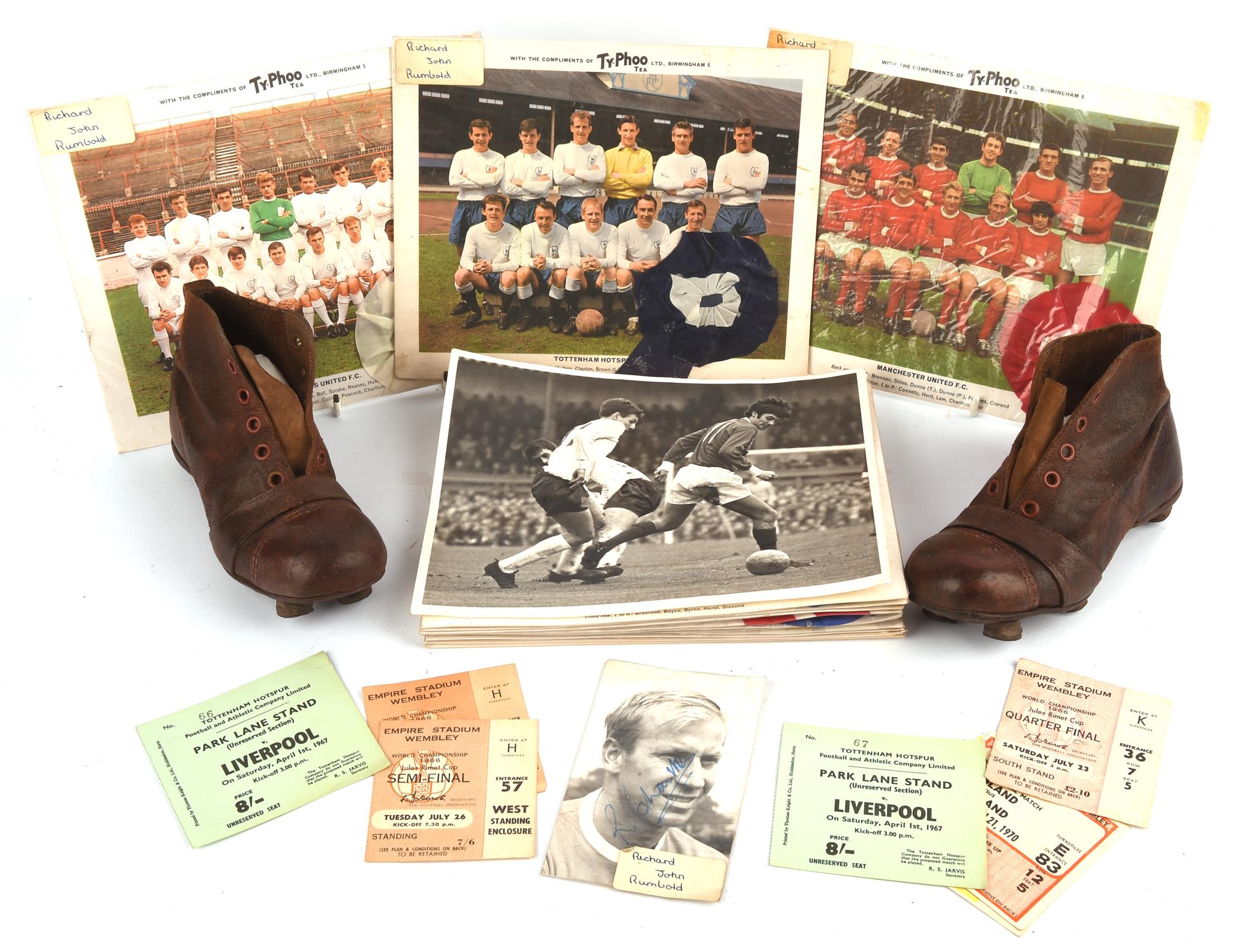 Large Collection of Various Vintage Football related items - To include a pair of early leather