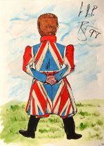 David Bowie: Signed Original artwork by Dougie Bancroft - depicted Bowie in his Earthling pose,