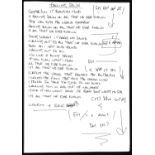 OASIS – “Falling Down” Lyrics Handwritten by Noel Gallagher - “Falling Down” lyrics were not used